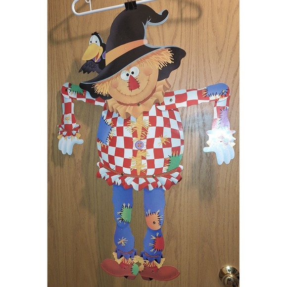 Current Mood Other - Vtg Current Jointed Scarecrow Halloween Fall Die Cut 32 Inch